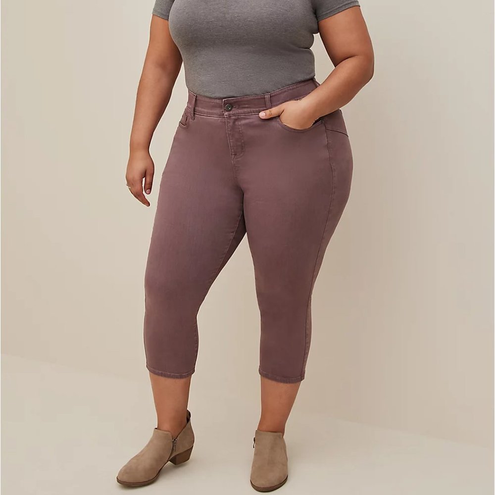 ❤️NWT TORRID CROP BOMBSHELL SKINNY SUPER SOFT HIGH-RISE JEAN BROWNISH TAN - Picture 2 of 10